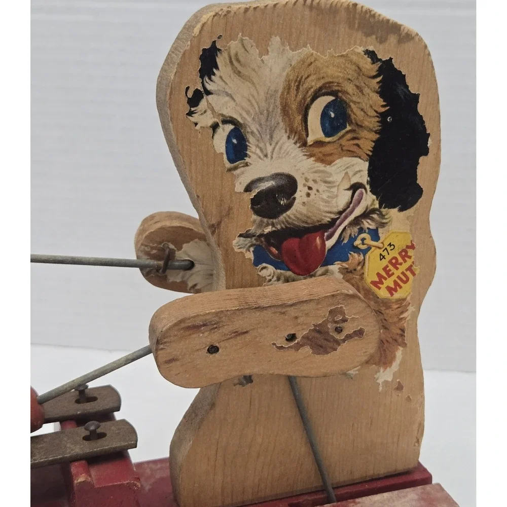 Vintage Fisher Price Merry Mutt #473 Working Musical Pull Toy‎ 1949-1954
